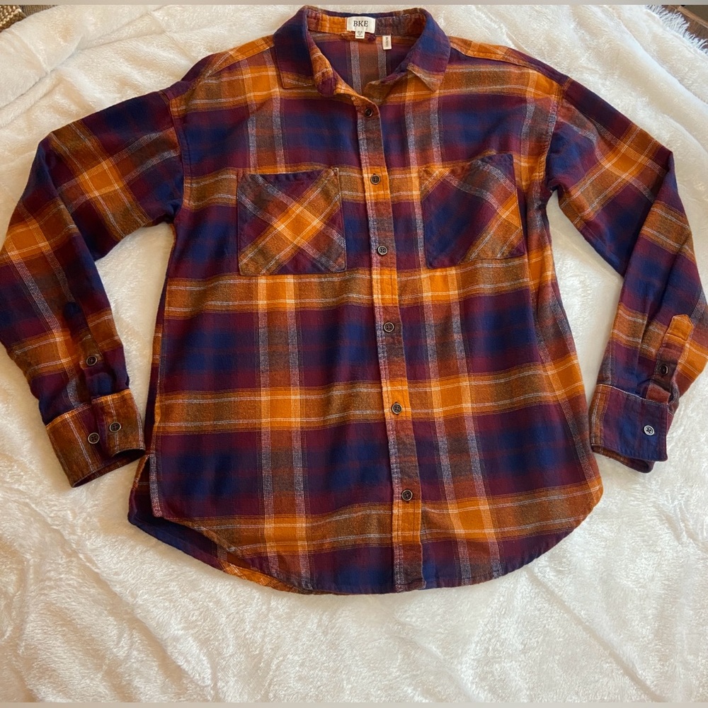 BKE Plaid Boyfriend Button Up Shirt Size XS - Picture 4 of 15